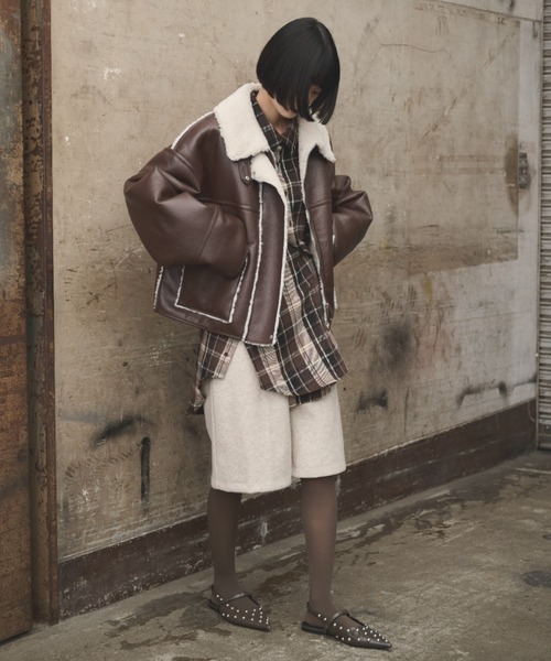 AIC. ムートンコート ボアコート 2wayフェイクレザームートン