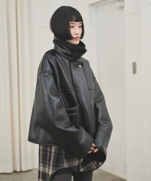 AIC. ムートンコート ボアコート 2wayフェイクレザームートン