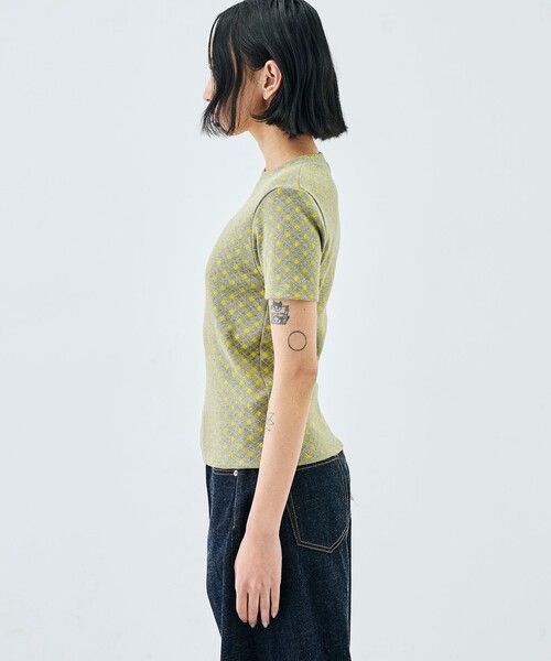 tシャツ コットンモダールフライス フラワープリント Tシャツ レディースの画像