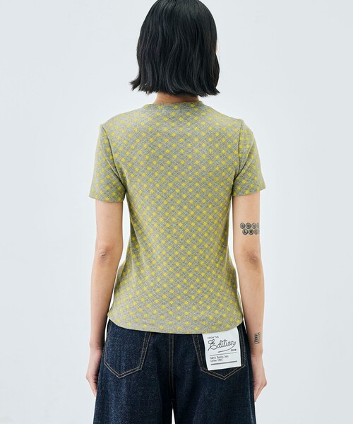 tシャツ コットンモダールフライス フラワープリント Tシャツ レディースの画像