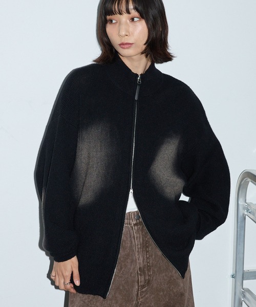 美品 Theory ジップアップジャケット　ドライバーズニット　ダブルジップ 黒 Anchor Smith（アンカー スミス） ニット セーター ヴィンテージライク