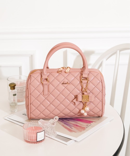 dazzlin（ダズリン） ボストンバッグ リボンチャーム付き キルティング 