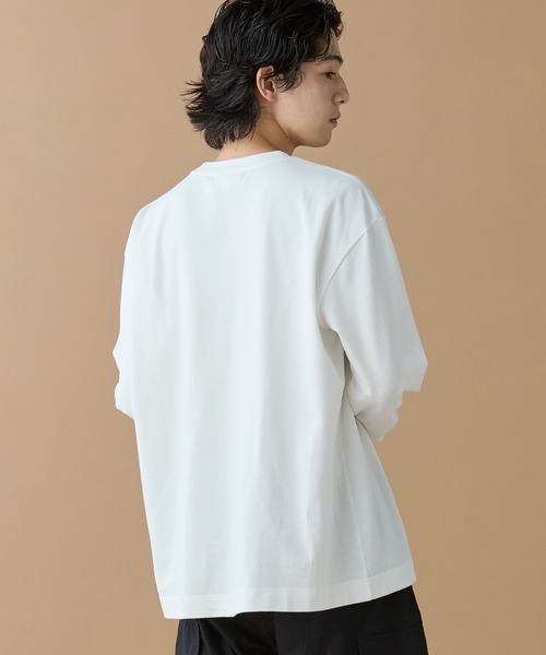 【ホワイト】【オンライン限定】LACOSTE 鹿の子オーバーサイズプリント ロングスリーブTシャツ LACOSTE（ラコステ） tシャツ 「オンライン限定」LACOSTE 鹿の子