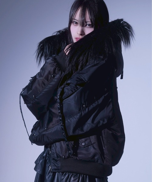 REFLEM ブラック ナイロンジャケット REFLEM（レフレム） ブルゾン アウター 「REFLEM/レフレム」スタッズ
