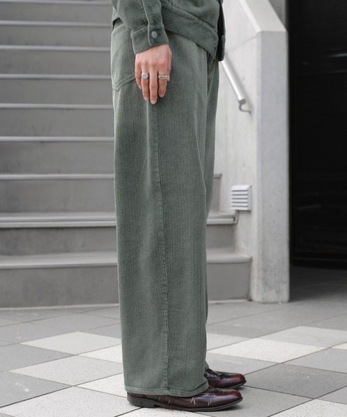 NAKER パンツ ワイドストレートコーデュロイパンツ メンズ レディース