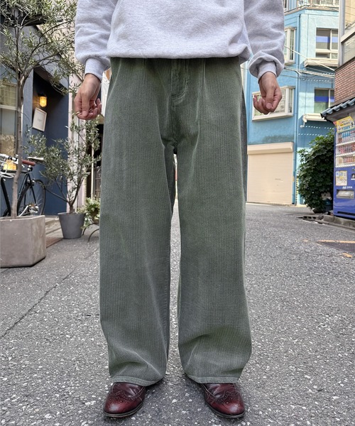 NAKER パンツ ワイドストレートコーデュロイパンツ メンズ レディース