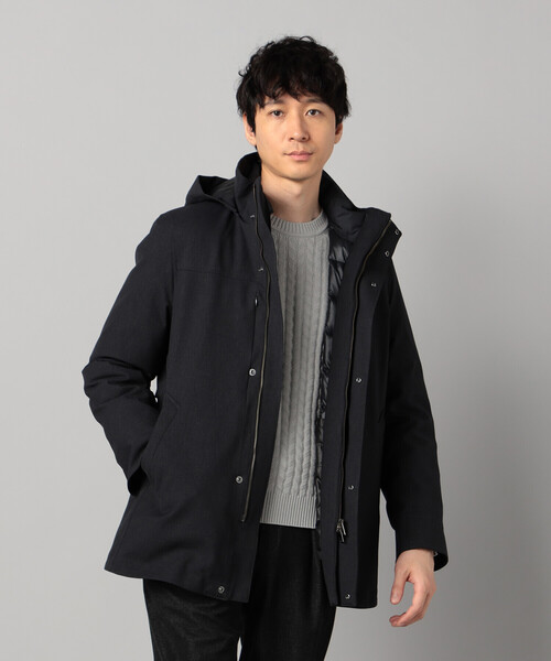 コート ジャケット 「3WAY」ラミネート加工バーズアイ コート メンズの画像