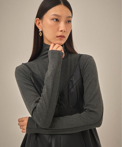 VERSEAU（ヴェルソー） キャミソール 「 」 フェイクレザーペプラム