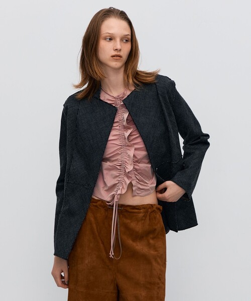 BACCA（バッカ） ジャケット ノーカラージャケット ヘリンボーン