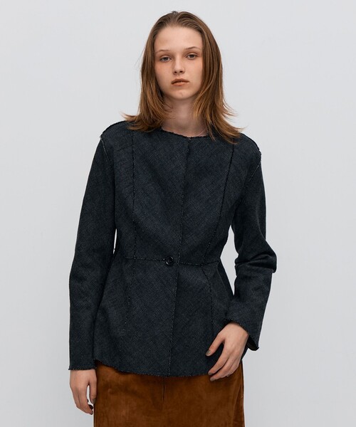 BACCA（バッカ） ジャケット ノーカラージャケット ヘリンボーン