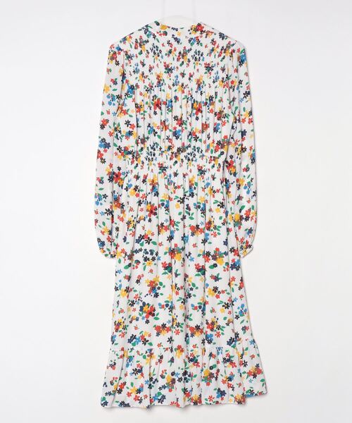 「kate spade new york」 花柄長袖ワンピース M ホワイト レディース_画像2