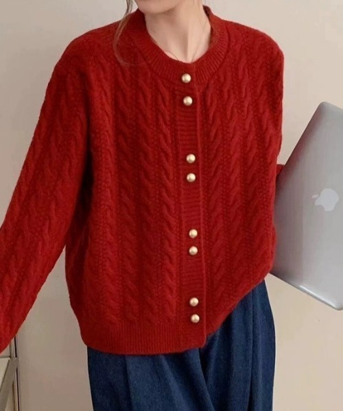 【専用】ケーブルクルーネックカーディガン ユニクロ公式 | ケーブルクルーネックカーディガン