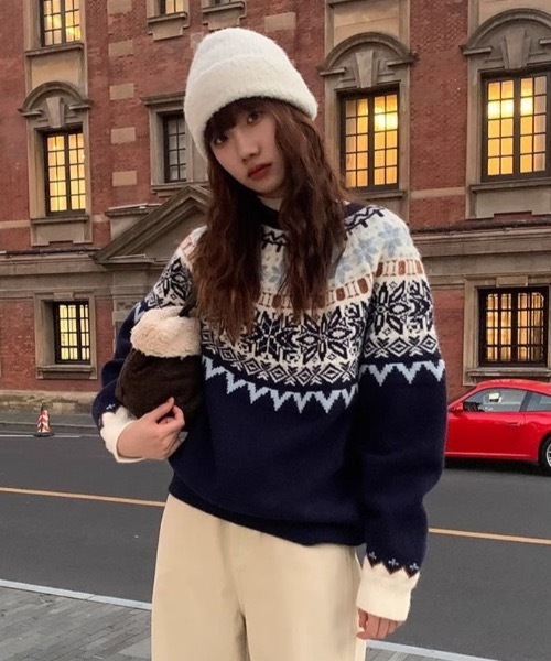 FUNdaysion ニット セーター ノルディック柄ニットプルオーバー