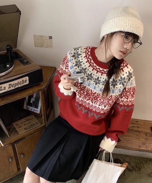 美品 ナゴンスタンス nagonstans ノルディック ニット セーター Y42】nagonstans ノルディックニット セーター - メルカリ