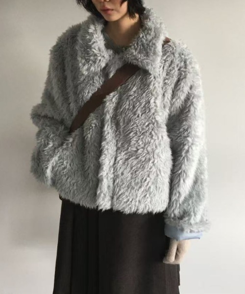 Aelina ブルゾン アウター ふわふわショートジャケット レディース