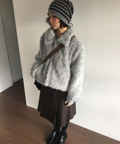 Aelina ブルゾン アウター ふわふわショートジャケット レディース