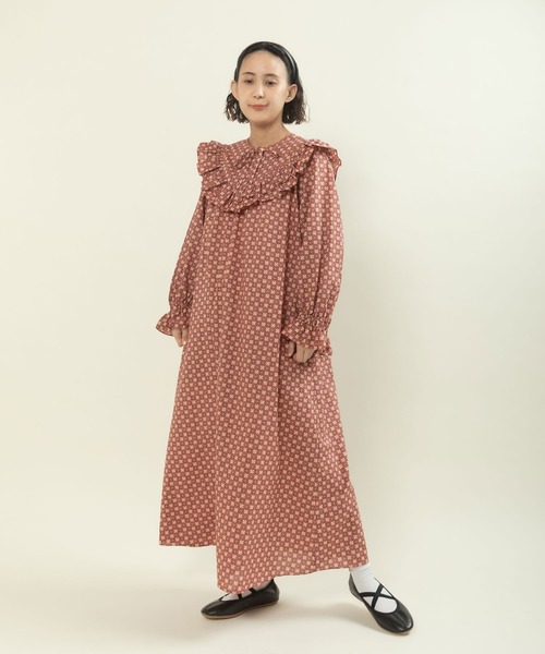 Dot&Stripes CHILD WOMEN リバティ 羽根柄 ワンピース Dot＆Stripes CHILD WOMAN（ドット＆ストライプス チャイルドウーマン