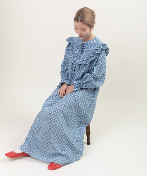 Dot&Stripes CHILD WOMEN リバティ 羽根柄 ワンピース Dot＆Stripes CHILD WOMAN（ドット＆ストライプス チャイルドウーマン