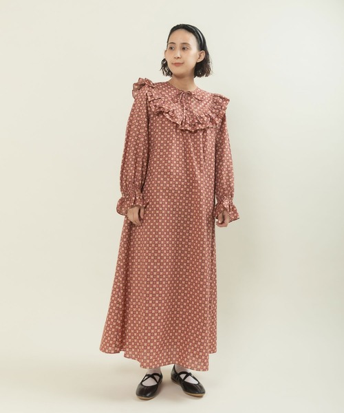 Dot&Stripes CHILD WOMEN リバティ 羽根柄 ワンピース Dot＆Stripes CHILD WOMAN（ドット＆ストライプス チャイルドウーマン