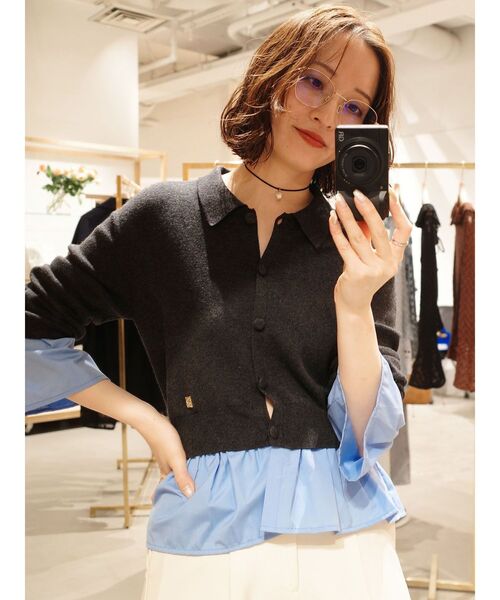 LAGUNAMOON ペプラムドッキングニットカーディガン ラグナムーン フリル LAGUNAMOON（ラグナムーン） カーディガン ペプラムドッキングニット