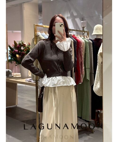 LAGUNAMOON ペプラムドッキングニットカーディガン LAGUNAMOON（ラグナムーン） カーディガン ペプラムドッキングニット