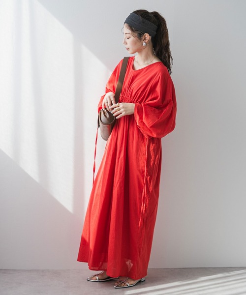 「bohmal」 半袖ワンピース FREE レッド レディース_画像4