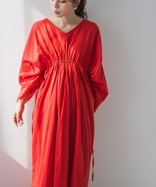 「bohmal」 半袖ワンピース FREE レッド レディース_画像6