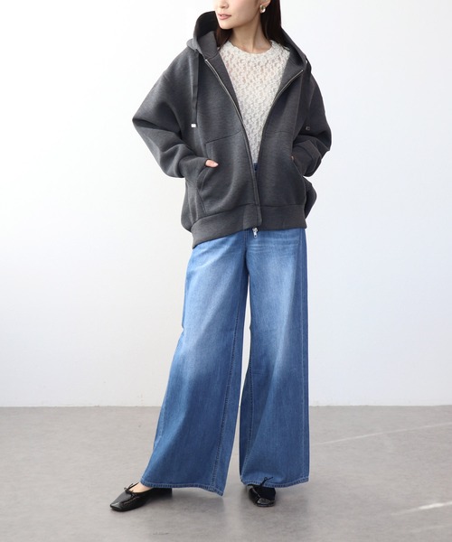 jean パーカー Jines（ジネス） パーカー エアリーダンボールZIPパーカー レディース