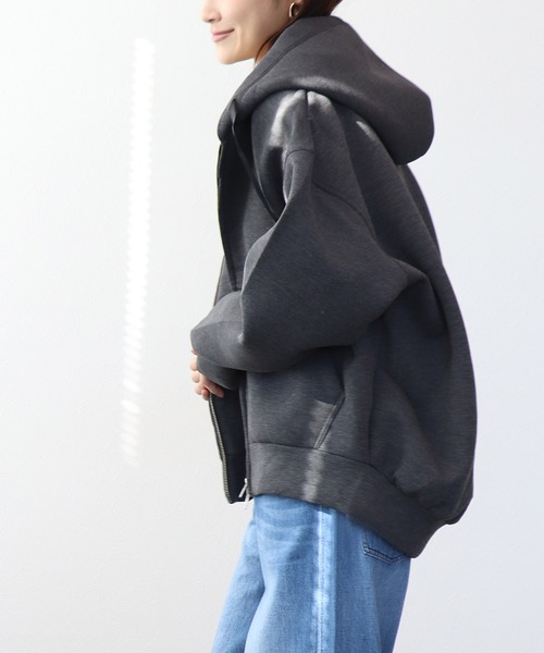  JEANS パーカーS Jines（ジネス） パーカー エアリーダンボールZIPパーカー レディース