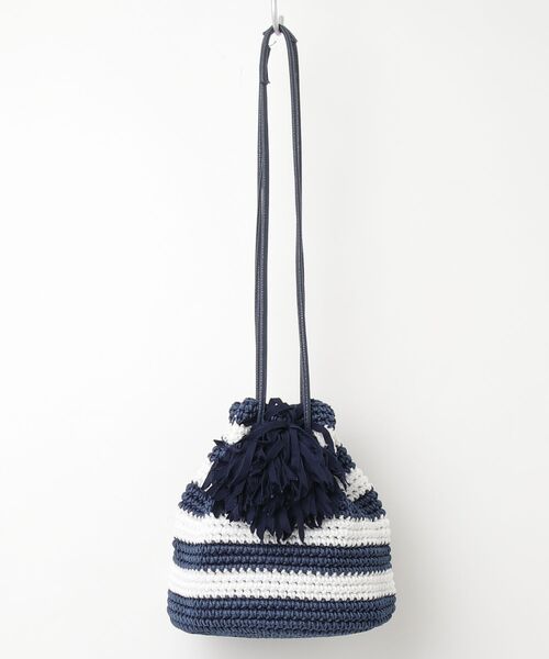 「LUDLOW」 ボーダー柄ハンドバッグ - ネイビー レディース_画像2