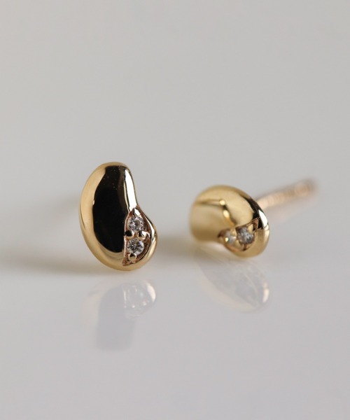 ピアス ダイヤモンド ビーンズ ピアス | K10YG レディース メンズの画像