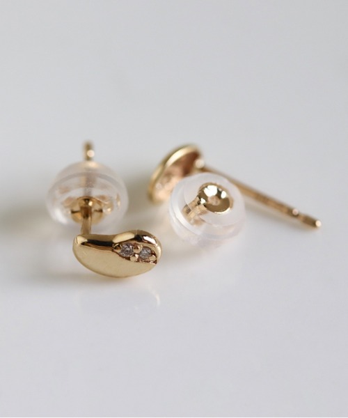 ピアス ダイヤモンド ビーンズ ピアス | K10YG レディース メンズの画像