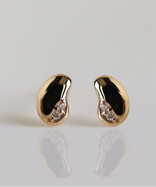 ピアス ダイヤモンド ビーンズ ピアス | K10YG レディース メンズの画像