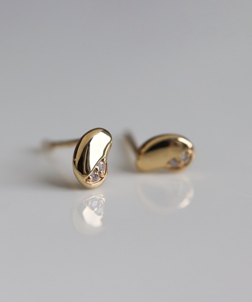 ピアス ダイヤモンド ビーンズ ピアス | K10YG レディース メンズの画像