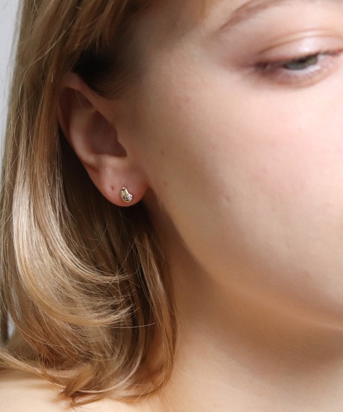 ピアス ダイヤモンド ビーンズ ピアス | K10YG レディース メンズの画像