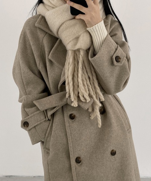 Aelina コート チェスターコート ダブルブレストポケット付きロング