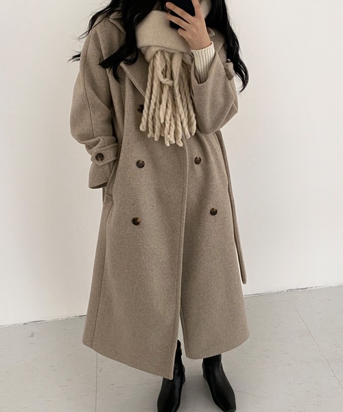 Aelina コート チェスターコート ダブルブレストポケット付きロング