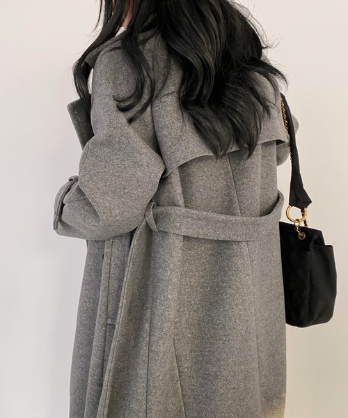 Aelina コート チェスターコート ダブルブレストポケット付きロング