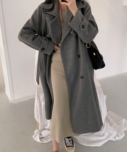 Aelina コート チェスターコート ダブルブレストポケット付きロング