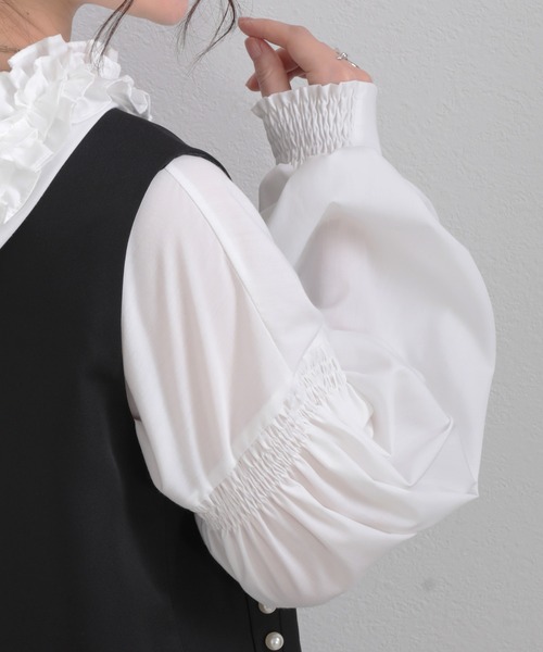 「O.S.K」 長袖ブラウス FREE ブラック レディース_画像9