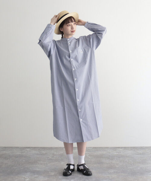 「GEVACO」 長袖ワンピース 38 ネイビー レディース_画像9