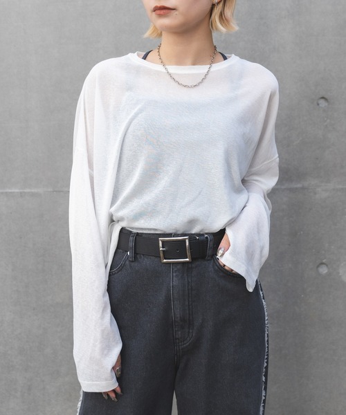 「MIEL CRISHUNANT」 長袖カットソー FREE ブルー レディース_画像2