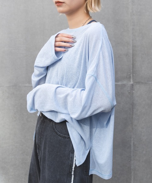 「MIEL CRISHUNANT」 長袖カットソー FREE ブルー レディース_画像9
