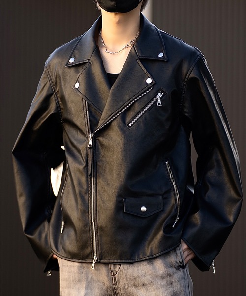 「CLEL」 ライダースジャケット M ブラック メンズ_画像8