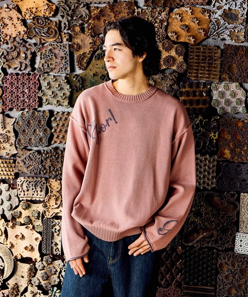 niko and…（ニコアンド） セーター ニット 刺繍ロゴニットプルオーバー