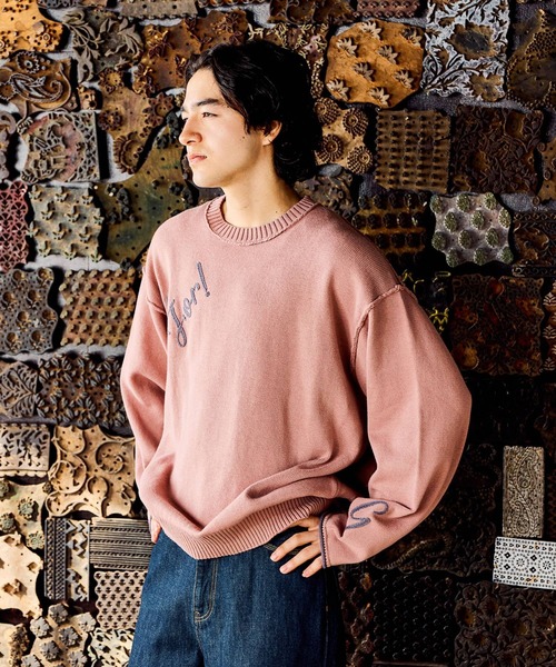 niko and…（ニコアンド） セーター ニット 刺繍ロゴニットプルオーバー