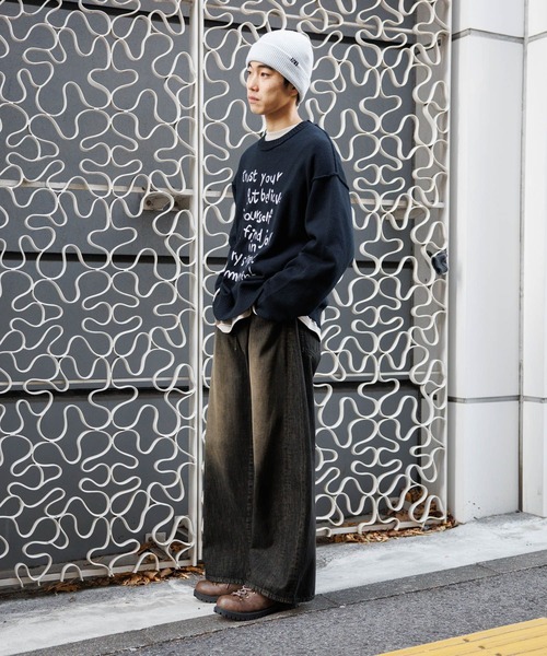 niko and…（ニコアンド） セーター ニット 刺繍ロゴニットプルオーバー