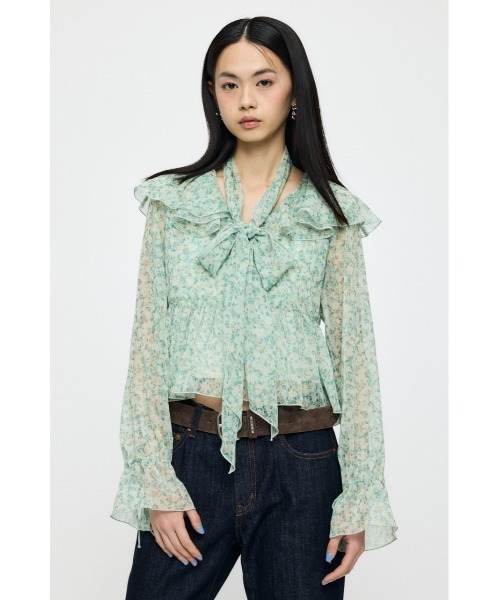 MOUSSY（マウジー） ブラウス シャツ 「26年SS新作」BOW TIE CHIFFON 