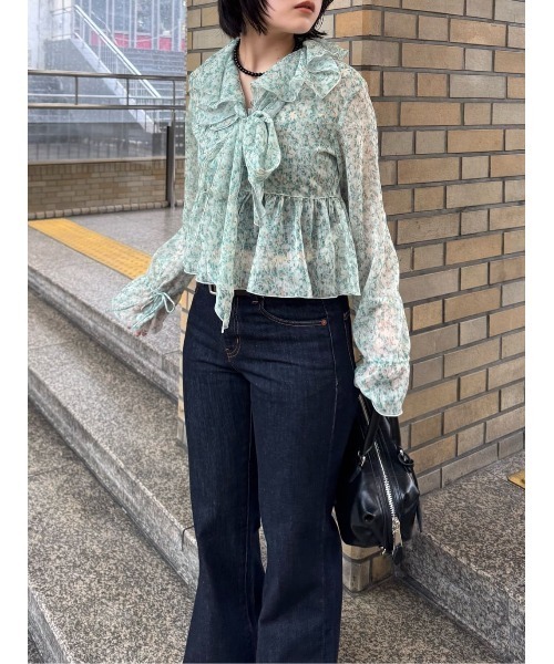 MOUSSY（マウジー） ブラウス シャツ 「26年SS新作」BOW TIE CHIFFON