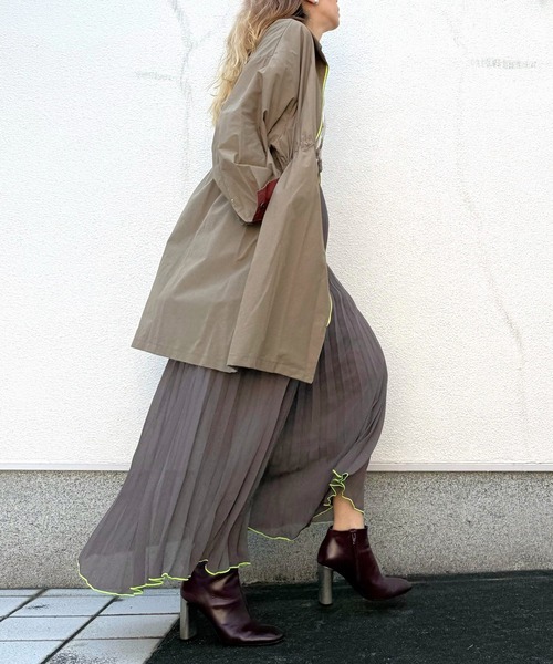 「Q」 プリーツスカート MEDIUM カーキ レディース_画像5